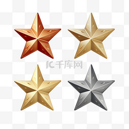 星空图片_3种样式的青铜、银色和金色星星