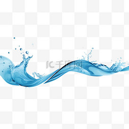 飞溅的水花psd图片_孤立的蓝色海浪飞溅和水流形态