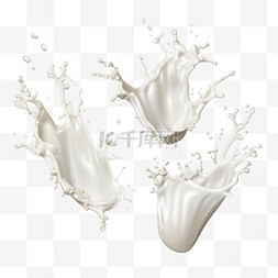 奶花飞溅液体图片_逼真的牛奶飞溅套装