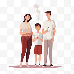 无烟的概念和世界无烟日与家人。