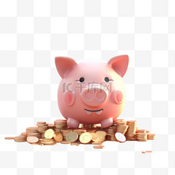 存钱罐胖胖的猪猪AI元素立体免扣