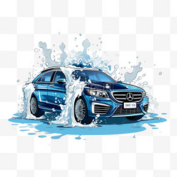 洗车矢量icon图片_详细的洗车服务概念插图