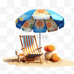 夏日旅游图标图片_夏日领奖台展示沙花、沙滩伞、沙
