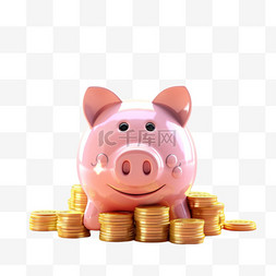 存钱罐猪图片_存钱罐猪猪动物AI元素立体免扣图