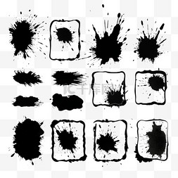 艺术收藏图片_一组黑色墨水载体污渍。文本的黑
