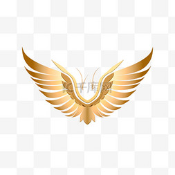 黑色王冠图片_金色的鸟翼标志。金色天使插上翅