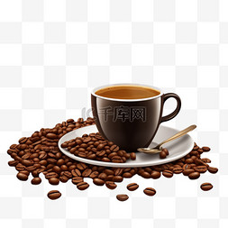 咖啡饮品背景图片_带有咖啡杯的逼真咖啡时间背景