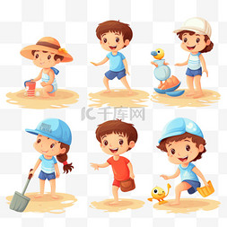 儿童玩沙滩玩具图片_一系列儿童和海滩活动