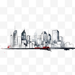 城市素描城市建筑图片_勾勒现代城市背景