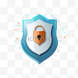 破坏网络图片_带有锁盾图标的数据保护技术模板