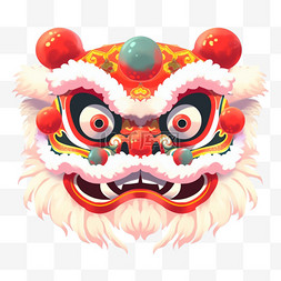 面具装饰图片_中国风卡通手绘春节装饰舞狮4