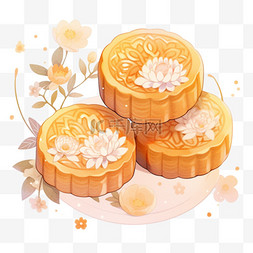 月饼串串图片_中秋节美食手绘月饼元素