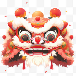 舞狮图片_中国风卡通手绘春节装饰舞狮