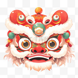 装饰面具图片_中国风卡通手绘春节装饰舞狮33
