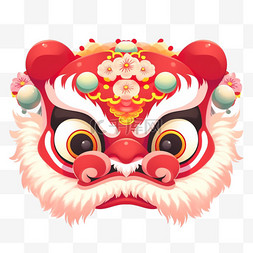 中国风卡通手绘春节装饰舞狮1