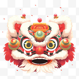 春节舞狮喜庆素材图片_中国风卡通手绘春节装饰舞狮39