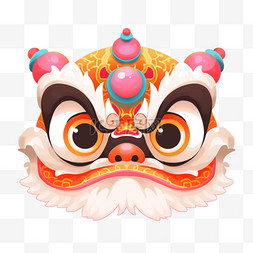 面具装饰图片_中国风卡通手绘春节装饰舞狮14