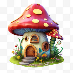 建筑免扣PNG图片_房屋童话蘑菇可爱童趣建筑免扣元