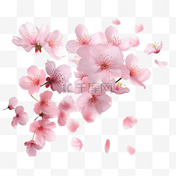 白色的情人节图片_透明背景上的樱花飞花2