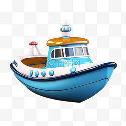 小船装饰图片_小船渔船卡通免扣元素装饰素材