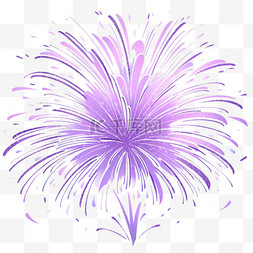 紫色绽放烟花手绘元素国庆节