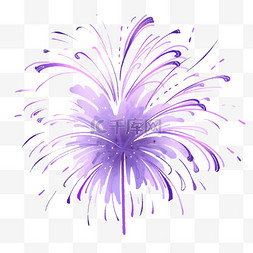 国庆节绽放紫色烟花手绘元素