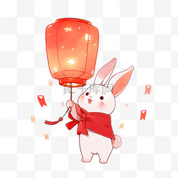 中秋节手绘兔子灯笼卡通元素
