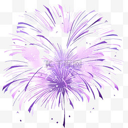紫色烟花背景图片_手绘国庆节紫色免抠绽放烟花元素