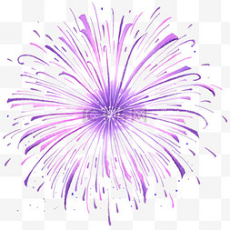 国庆节手绘紫色绽放烟花元素