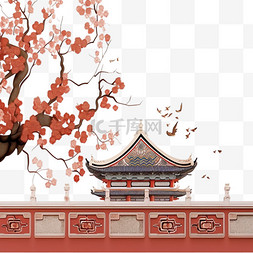 白色梅花梅花图片_故宫一角梅花元素手绘