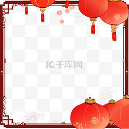 灯笼手绘图片_新年边框红色灯笼手绘元素