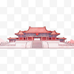 手绘建筑背景图片_故宫手绘建筑工笔画元素