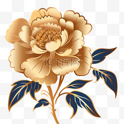 金箔剪纸花朵牡丹春节装饰元素