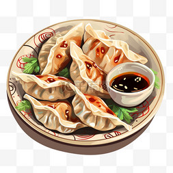 中式过年食用美食水饺插画新年元