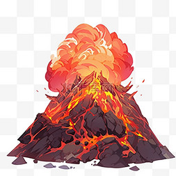 爆发背景图片_爆发火山手绘元素自然灾害