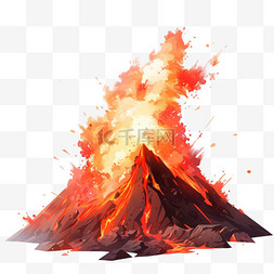 火山自然灾害爆发手绘元素