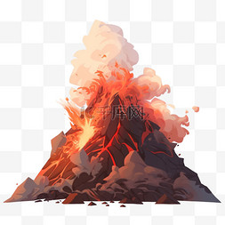 火山爆发手绘元素自然灾害