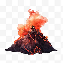 爆发火山自然灾害元素手绘