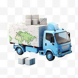 货物蓝色卡通运输货车免扣元素装