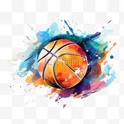 篮球运动员素材图片_抽象篮球水彩风格背景