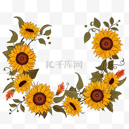 美丽的花边花卉图片_手绘平面设计葵花边