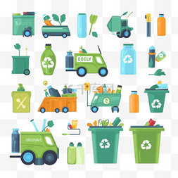 平面食品图片_带有废物类型和收集平面的回收图