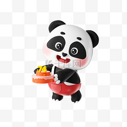 国庆节3D立体可爱熊猫庆国庆