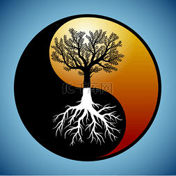 阴阳符号图片_树和它的根源在阴阳符号