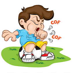 插图是性格的孩子咳嗽与坐在球上