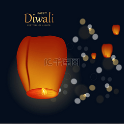 油灯图片_在Diwali节的模糊的bokeh背景上，现
