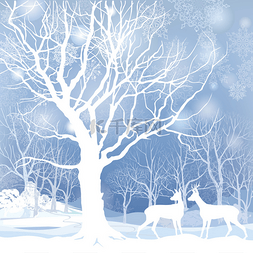 两广风景图片_冬季风景与鹿
