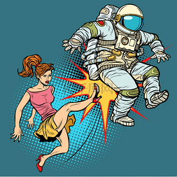 卡通漫画插画图片_这个女人踢了一场宇航员家庭争吵