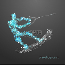 多边形图片_Wakeboarding polygonal