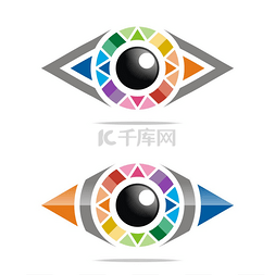 抽象的徽标彩虹眼圆眼球符号矢量